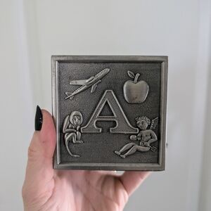 Vintage Metal Alphabet Block Decor